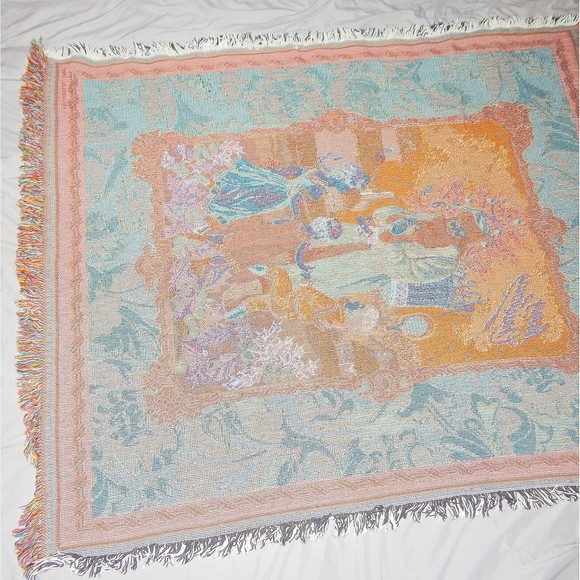 Merry Christmas Santa Claus With Children Woven Fringed Thrown 44x53 By Hallmark - Picture 12 of 12